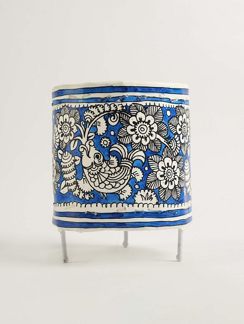 Small-Blue-Fish-and-Flora-Lamp-Cylindrical