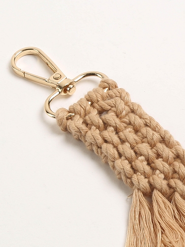 Macrame-Beige-Keychain-Metallic-Straw-Beige