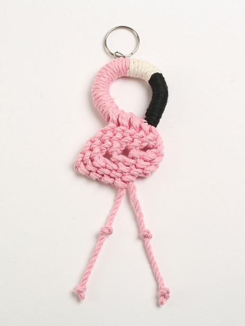 Macrame-Flamingo-Keychain