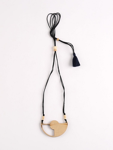 Geometrical Repurposed Fabric & Repurposed Wood Adjustable Pendant Blue