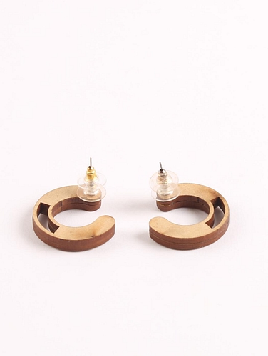 Upcycled Fabric and Repurposed Wood Earring Blue