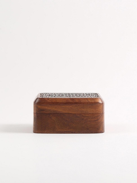 Wooden Mandala Block Custom Box Metallic Choco Brown