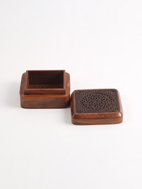 Wooden Mandala Block Custom Box Metallic Choco Brown