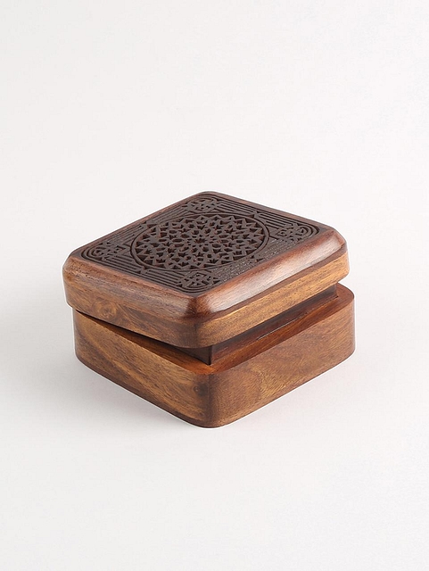 Wooden Mandala Block Custom Box Metallic Choco Brown