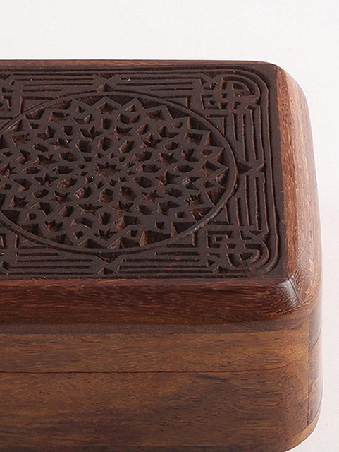 Wooden Mandala Block Custom Box Metallic Choco Brown