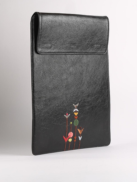Black Hand Embroidered Laptop Sleeve (15/16’’) Matte Black