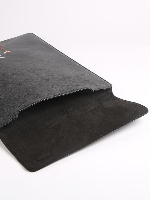 Black Hand Embroidered Laptop Sleeve (15/16’’) Matte Black
