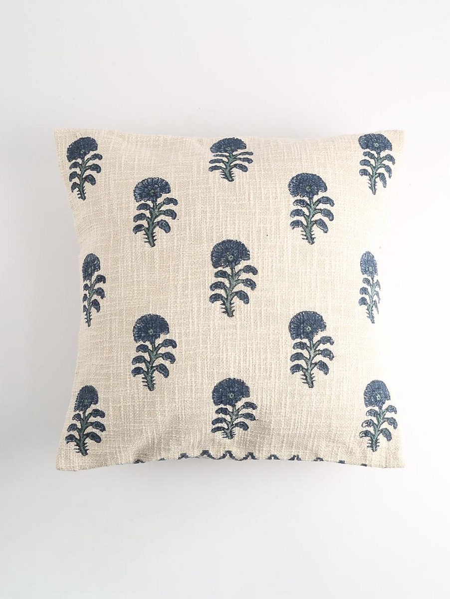 Blockprinted All Over Floral Cushion Cover 