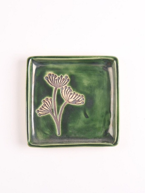 Ceramic Snack Set Metallic Olive Green