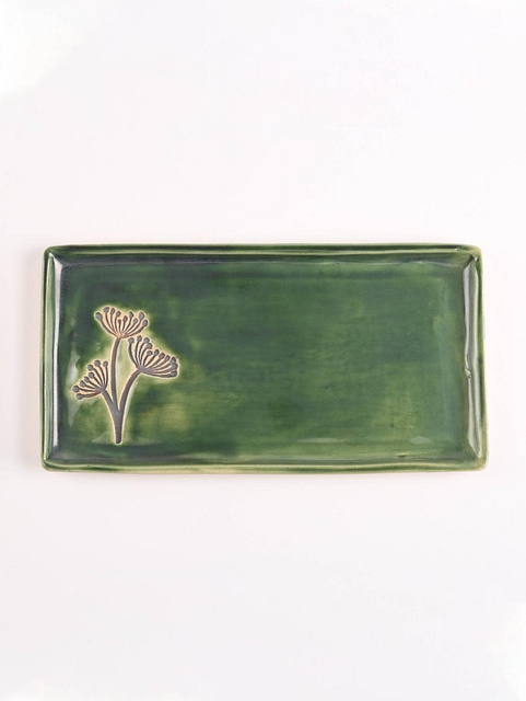 Ceramic Snack Set Metallic Olive Green
