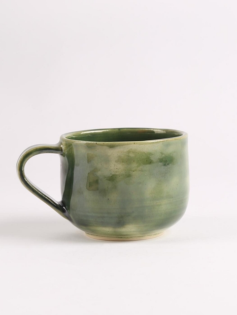 Ceramic Snack Set Metallic Olive Green