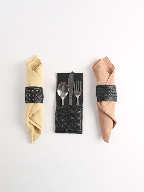 Criss-Cross Vegan Leather Napkin Ring