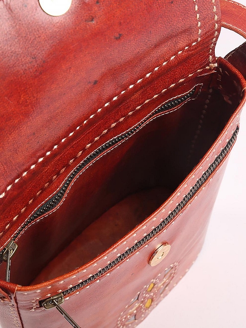 Embroidered Leather Sling Bag 