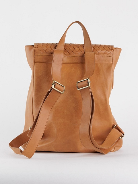 Tan-Brown-Leather-Backpack