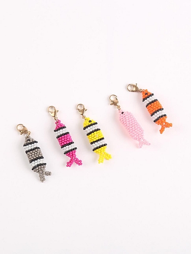 Glassbead Bag Charm (set of 5) Matte Light Grey