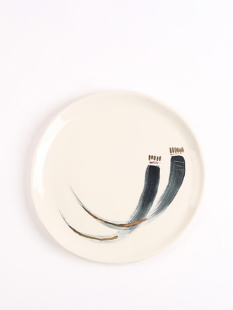 Handpainted porcelain with 24 carat  gold Matte White