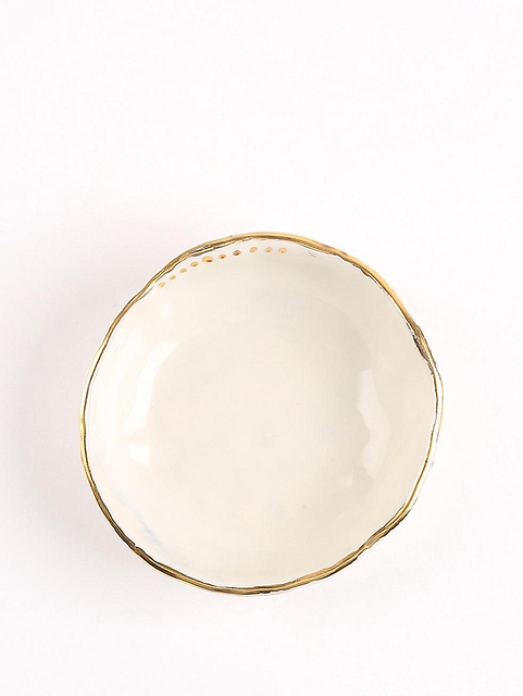 Handpainted porcelain with 24 carat  gold Matte White