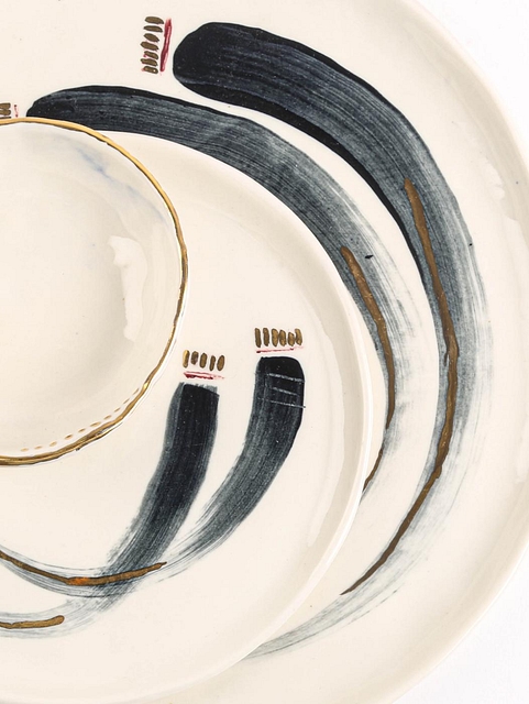 Handpainted porcelain with 24 carat  gold Matte White