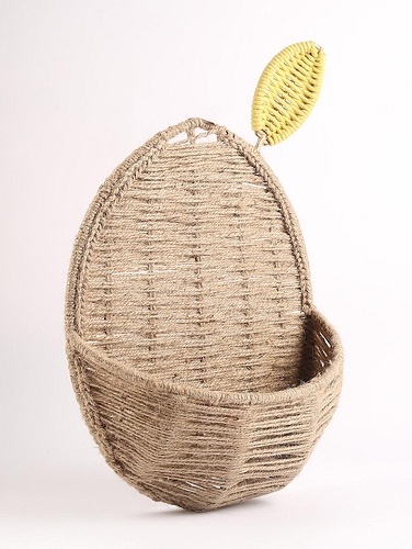 Leafy Hanging Storage Basket Matte Brown