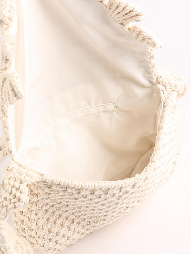 Macrame Sling Bag Metallic Cream