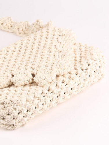 Macrame Sling Bag Metallic Cream