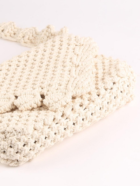 Macrame Sling Bag Metallic Cream
