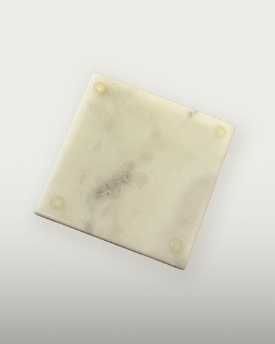 Marble Coaster with Monstera Leaf Inlay