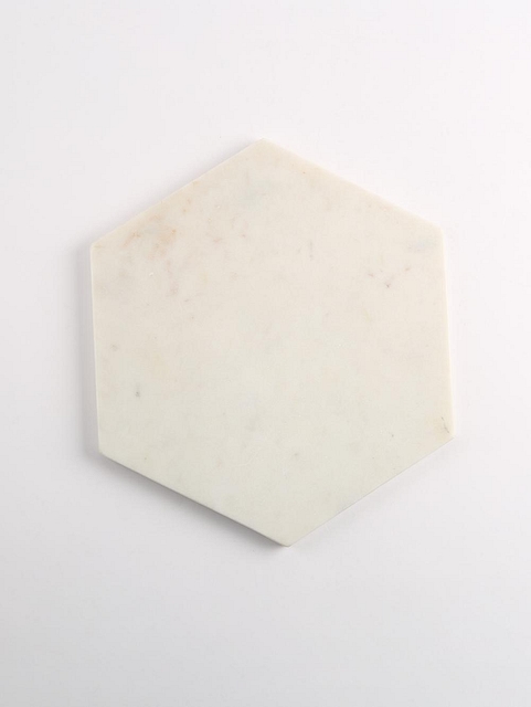 Marble Honey Comb Cutting Board Metallic White