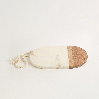 Marble & Wood Oval Cutting Board