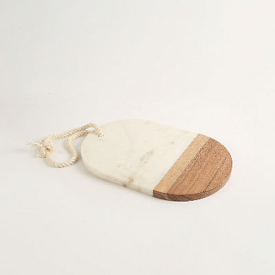 Marble & Wood Oval Cutting Board