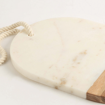 Marble & Wood Oval Cutting Board