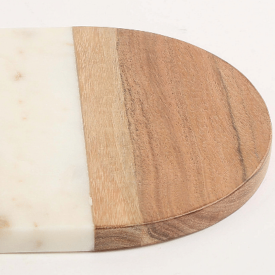 Marble & Wood Oval Cutting Board