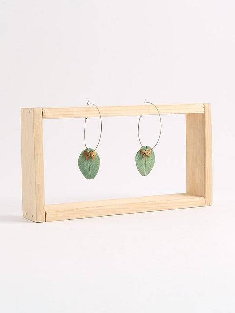 Papermache & Brass Leaf Earrings