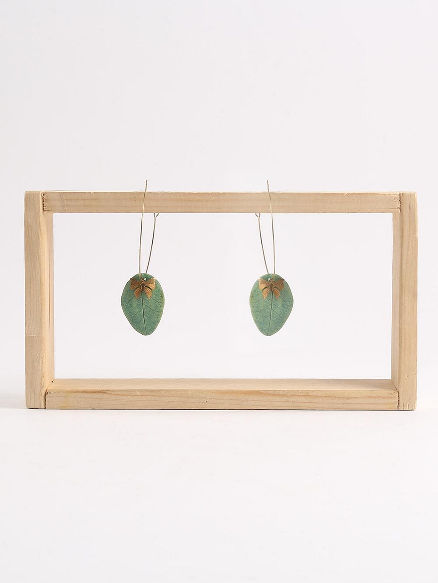 Papermache & Brass Leaf Earrings