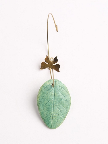 Papermache & Brass Leaf Earrings