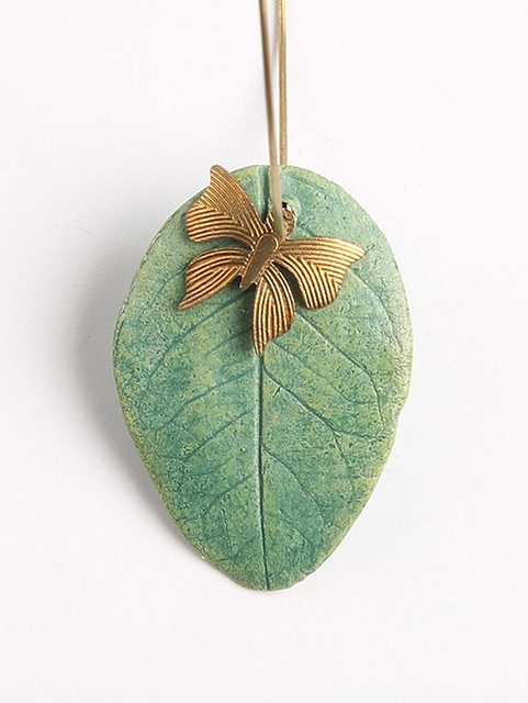 Papermache & Brass Leaf Earrings