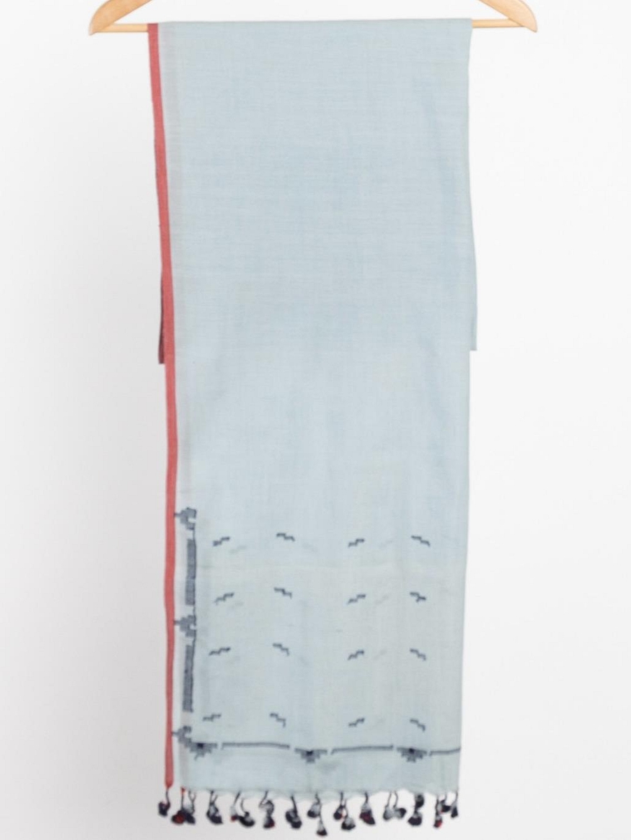 Jamdani-Weaving-Scarf-Blue