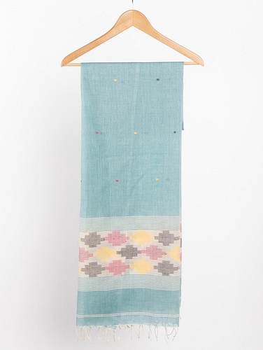 Jamdani-Weaving-Scarf-Turquoise