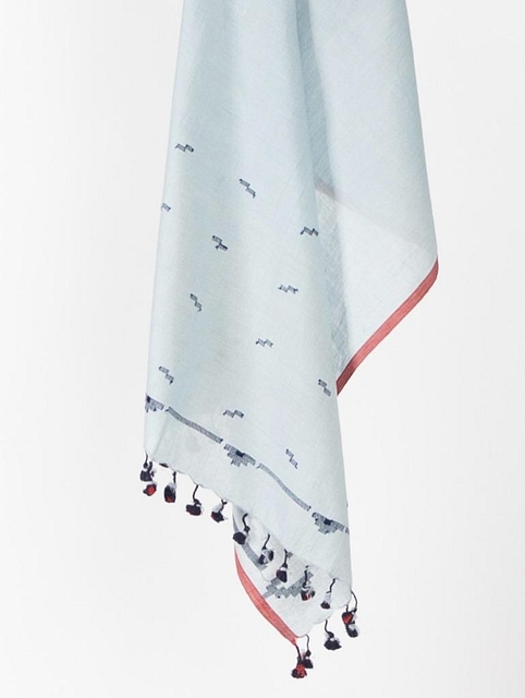 Jamdani-Weaving-Scarf-Blue