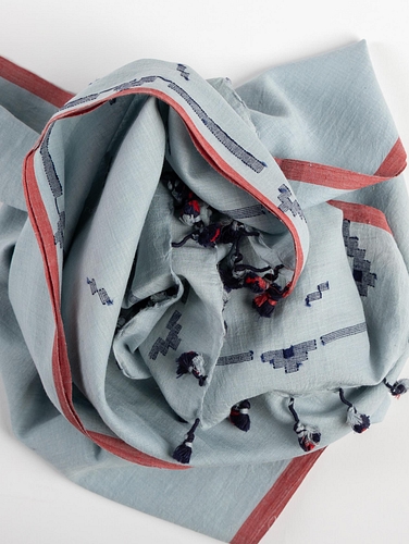 Jamdani-Weaving-Scarf-Blue