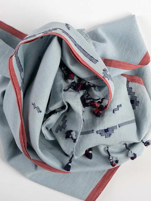 Jamdani-Weaving-Scarf-Blue