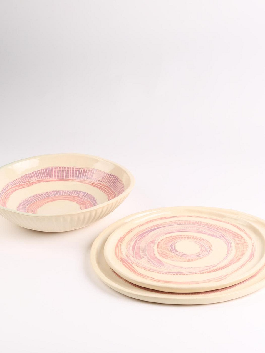 Spiral Lines Set Metallic Cream