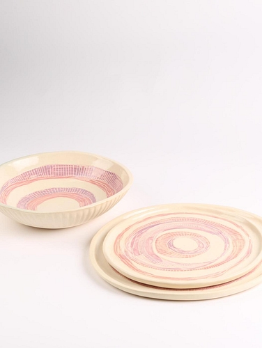 Spiral Lines Set Metallic Cream