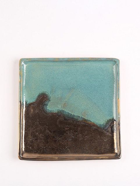 Textured Square Plate 1 Util Sea Foam Blue