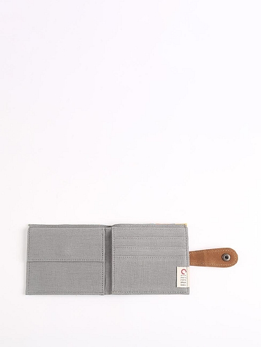 Upcycled Fabric wallet with leather clasp -2 Util Sea Foam Blue