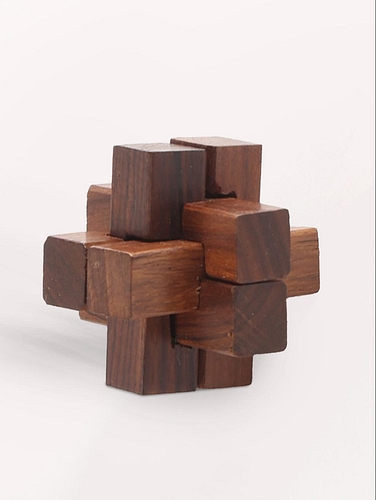 Wooden Joinery Puzzle - Small Util Brown