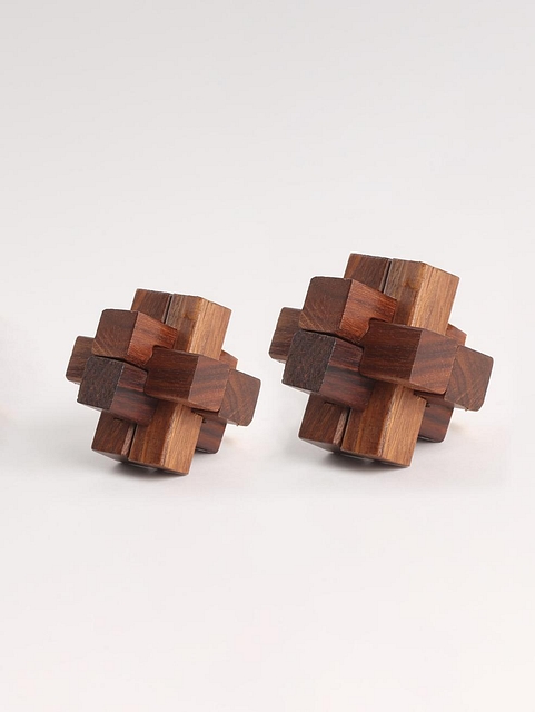 Wooden Joinery Puzzle - Small Util Brown