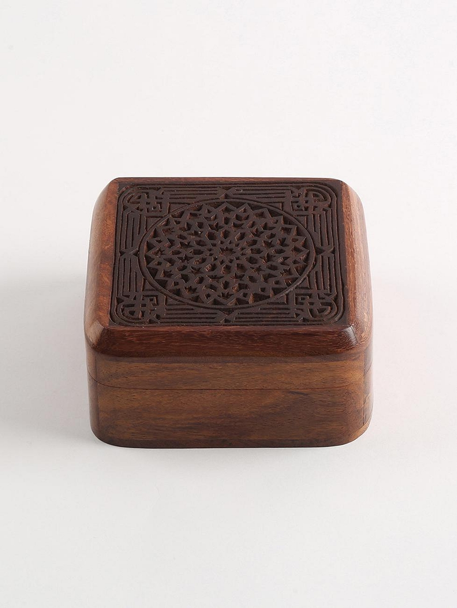 Wooden Mandala Block Custom Box Metallic Choco Brown