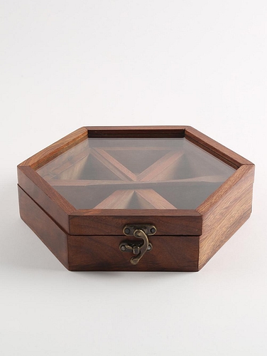 Wooden Masala Box - Hexagon 6