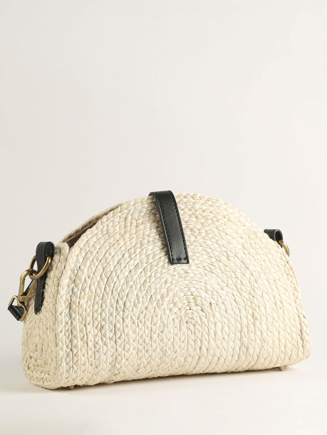 Jute Vegan Leather Sling Bag Worn Off White